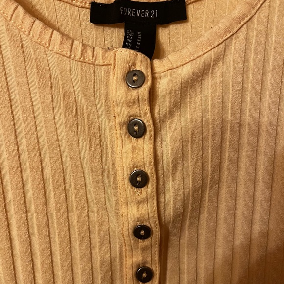 Women’s Forever 21 Ribbed Bodysuit Light Yellow - Picture 4 of 4